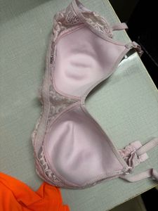 Used Laced Clovia Pink Bra 36B