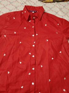 Red Heart Print Top