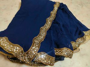 Pink  Mirror Work Saree With Blouse Combo