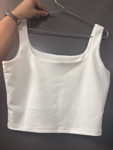 White Square Neck Tank Top