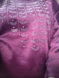 Burgundy Velvet Kurta Set