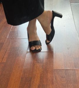 Black Heeled Mules