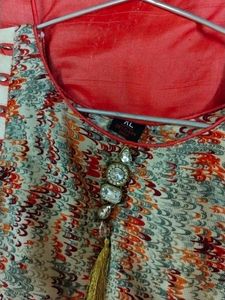 Orange Ethnic Floor Length Gown Affordable