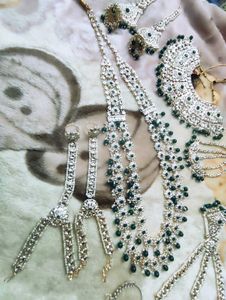 Bridal Jewelry Set - Silver & Green