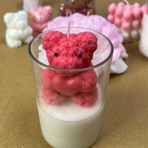 Red Teddy Glass Candle