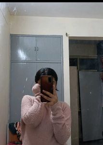 Peach Furry Sweater With Stylish Back