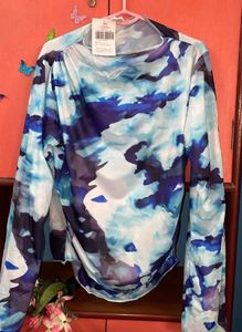 Blue Abstract Print Top