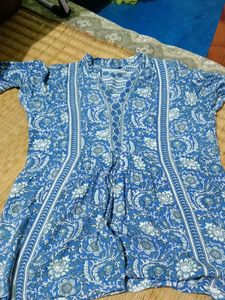 Blue Floral Print Top