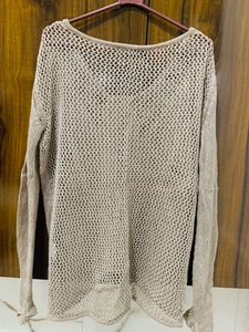 Beige Crochet Top For Women