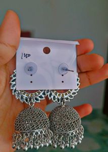 Silver Jhumka Earrings