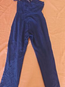 Blue Strapless Jumpsuit