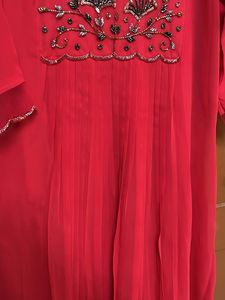 Red Embellished Kurta With Plain Duppatta