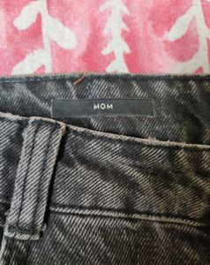 Bershka Mom Fit Charcoal Jeans