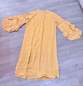 AND Yellow Ruffle Sleeves Shift Dress