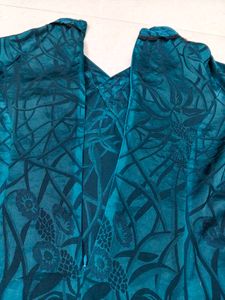 Teal Black-Lace Wrap Maxi Nighty