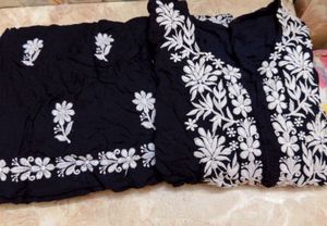 Black Embroidered Kurti Set