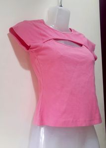Pink Front Cutout Top