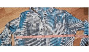 🌱Blue Geometric Pattern Long Sleeve Shirt