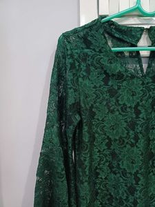 Flare Hand Green Lacy Top
