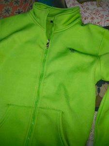 Women Neon Green Winter Sweater Zipper Imported