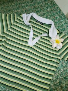 Striped Green Polo Top