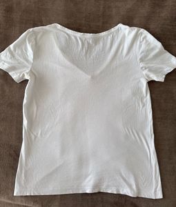 Mango White V-Neck Tshirt