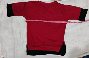 Red & Black Color Block Top