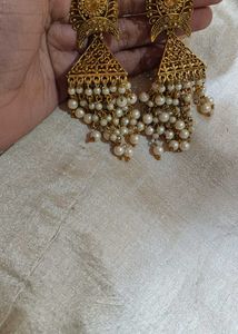 Elegant Gold &amp; Pearl Dangle Earrings