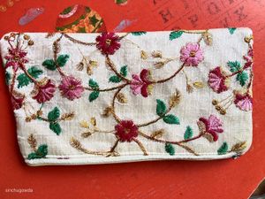 Floral Embroidered Pouch