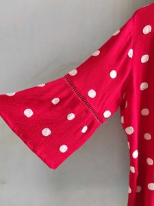 Red Polka Dot Boxy Top In Size M To L