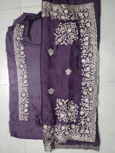 Purple saree with emrodary work