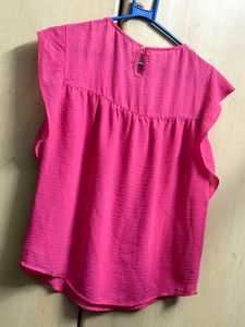 Pink Flutter Sleeve Top