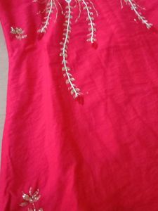 Beautiful Red Kurta And Organza Duppata