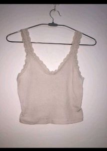 Lace Trim Ribbed Tank Top