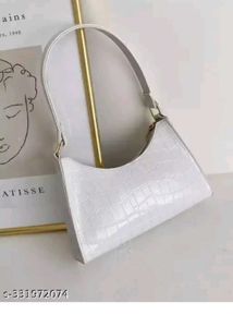 Chic White Croc Embossed Baguette Bag