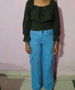 Women Olive Colour Crop Top .