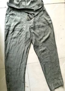 Olive Green Belted Pants
