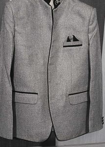 Black Jet Slim Fit Ethnic Blazer For Men