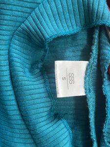 Fitted Sea Green Y2K Casual Top For Girls
