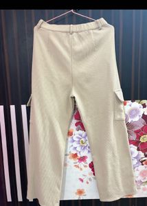 Beige Corduroy Cargo Pants