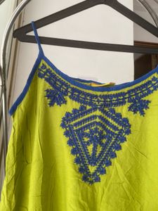Embroidered Green Tank Top