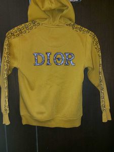 Yellow Hoodie for Girls with Sequinned logo