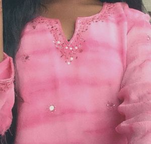 Pink Embroidered Short Kurti