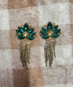 Emerald Rhinestone Dangle Earrings
