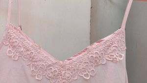 Pink Lace Trim Slip Dress