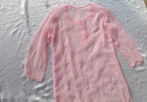Pink ChikanKari kurti