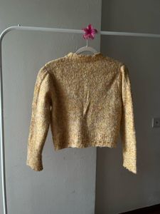 Warm Yellow Round Collar Cardigan