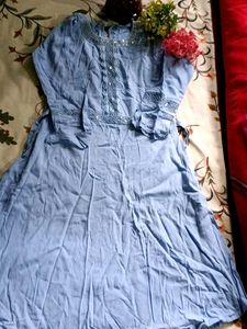 Light Blue Embroidered Dress