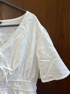 White Short Sleeve Mini Dress