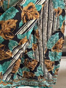 Tussar Silk Green And Cream Saree
